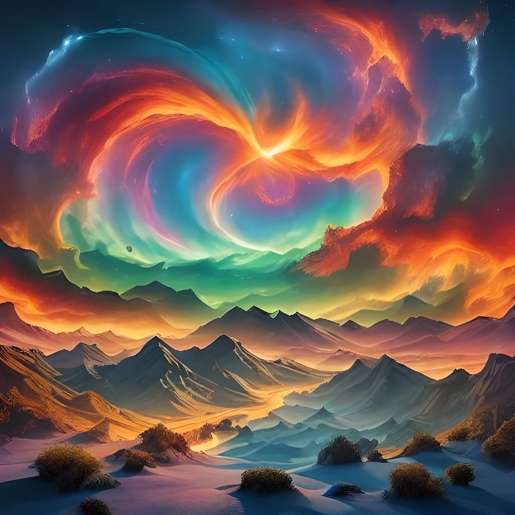 Light Cosmic Aurora Over Tranquil Landscape