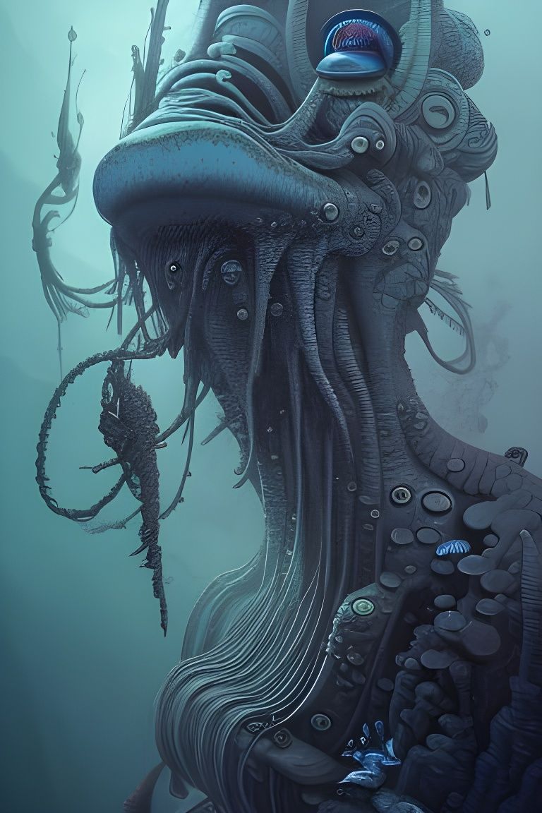 Cinematic Deep Sea Troll Diver Digital Painting