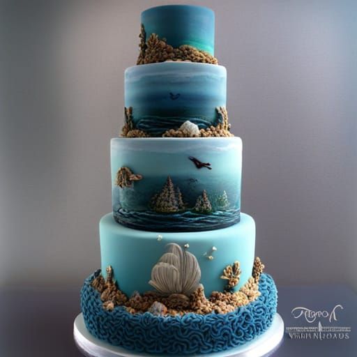 Ethereal Ocean Wedding Cake with Sea Creatures