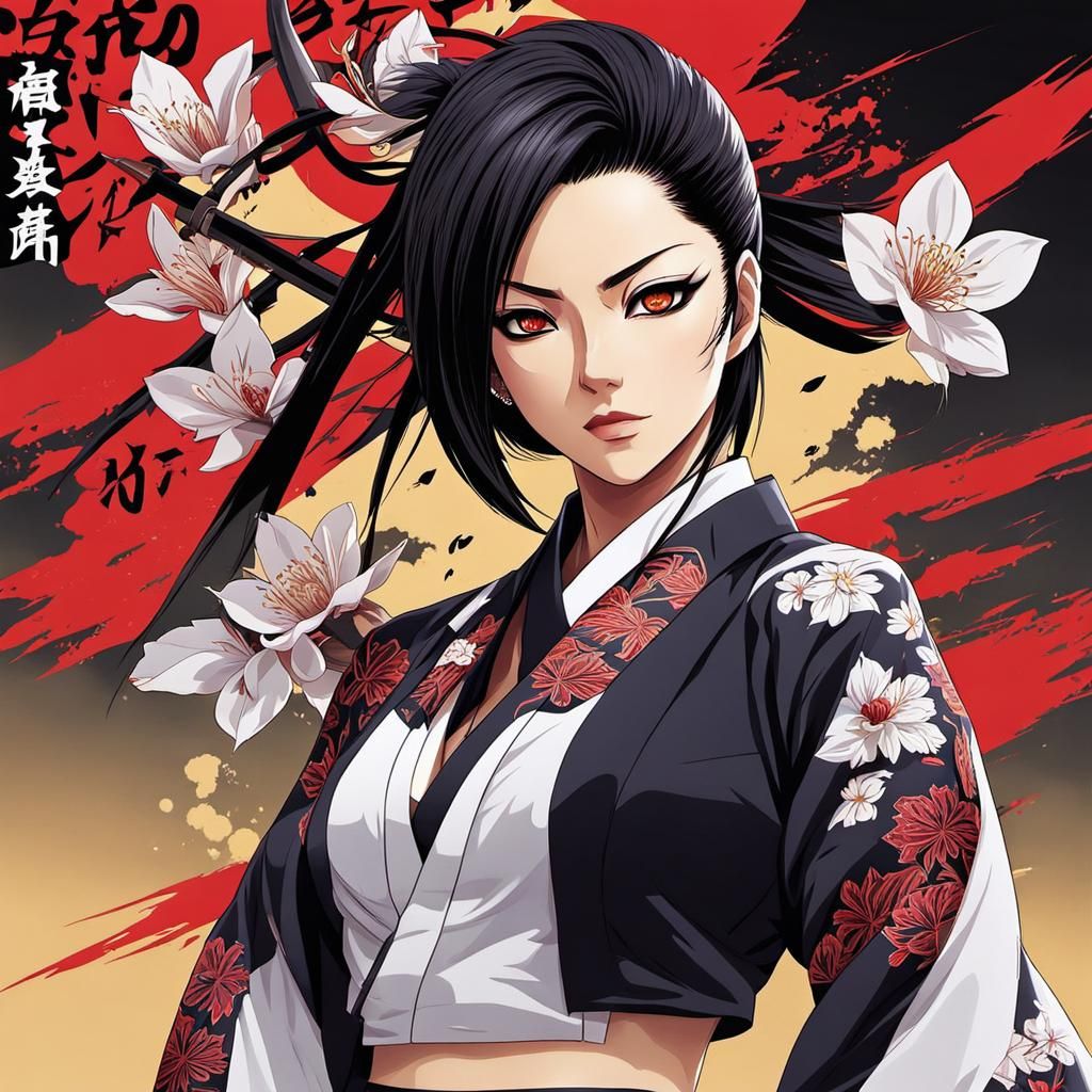 Anime Style Yakuza Girl: Japanese Manga Art