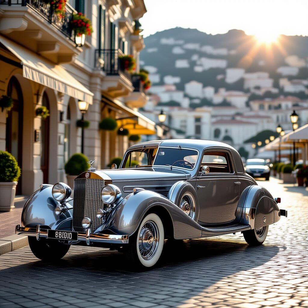 1937 Silver Horch Coupé in Monaco: Automotive Photography