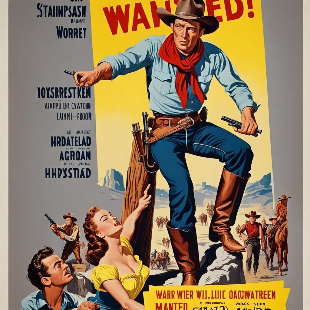 Vintage Western Movie Poster With "WANTED"