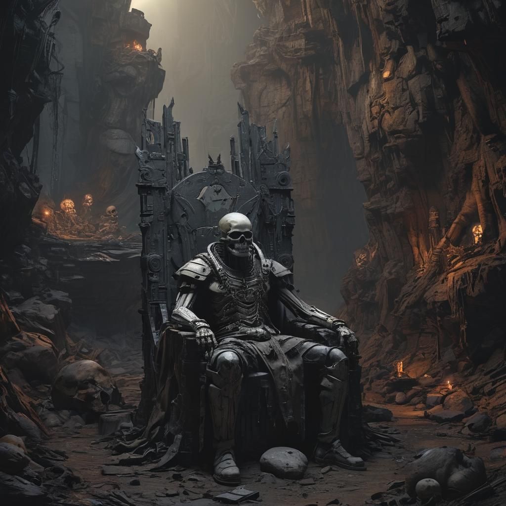 God Pluto's Throne in Cyberpunk Fantasy Style