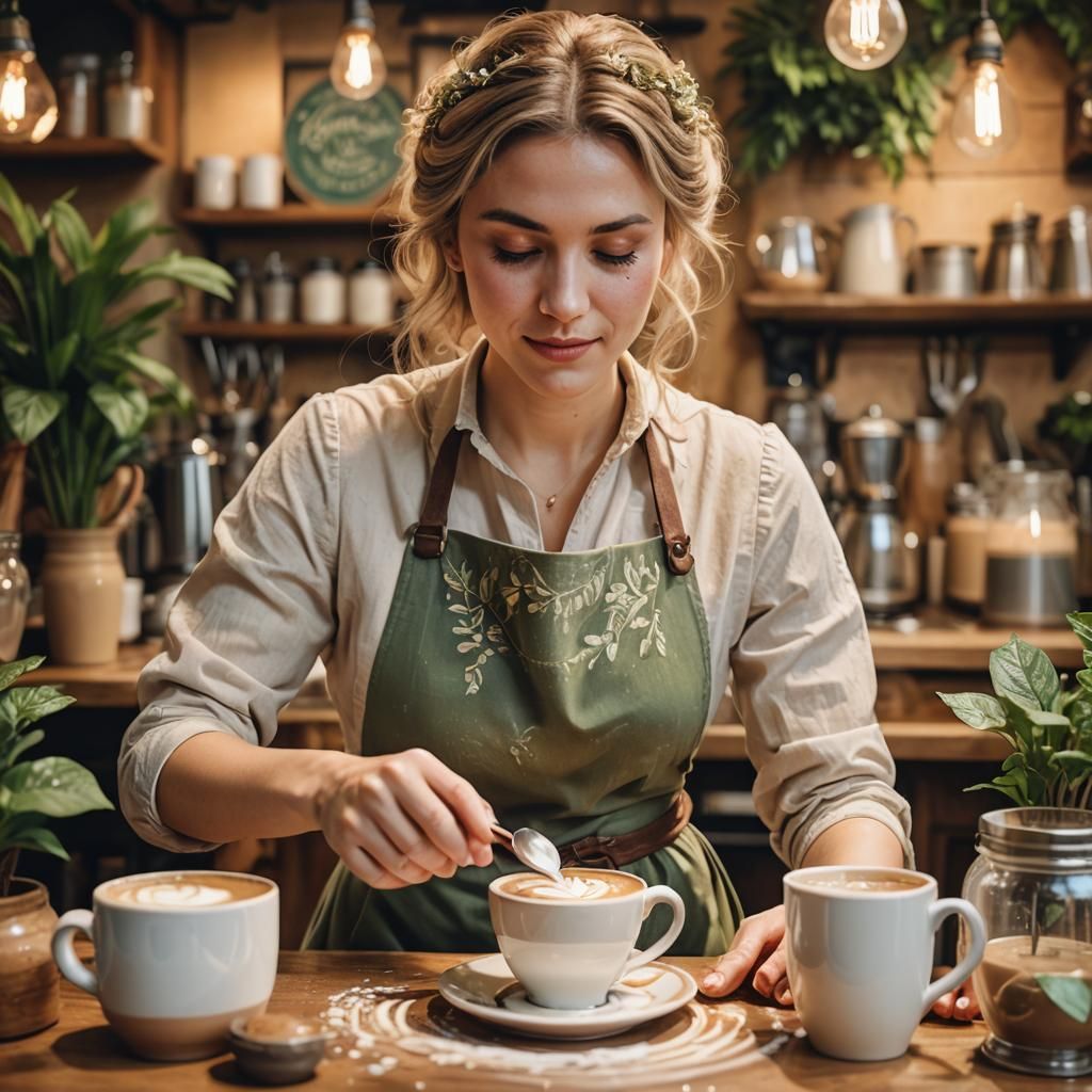 Tradwife Creates Latte Art: Art Nouveau Concept
