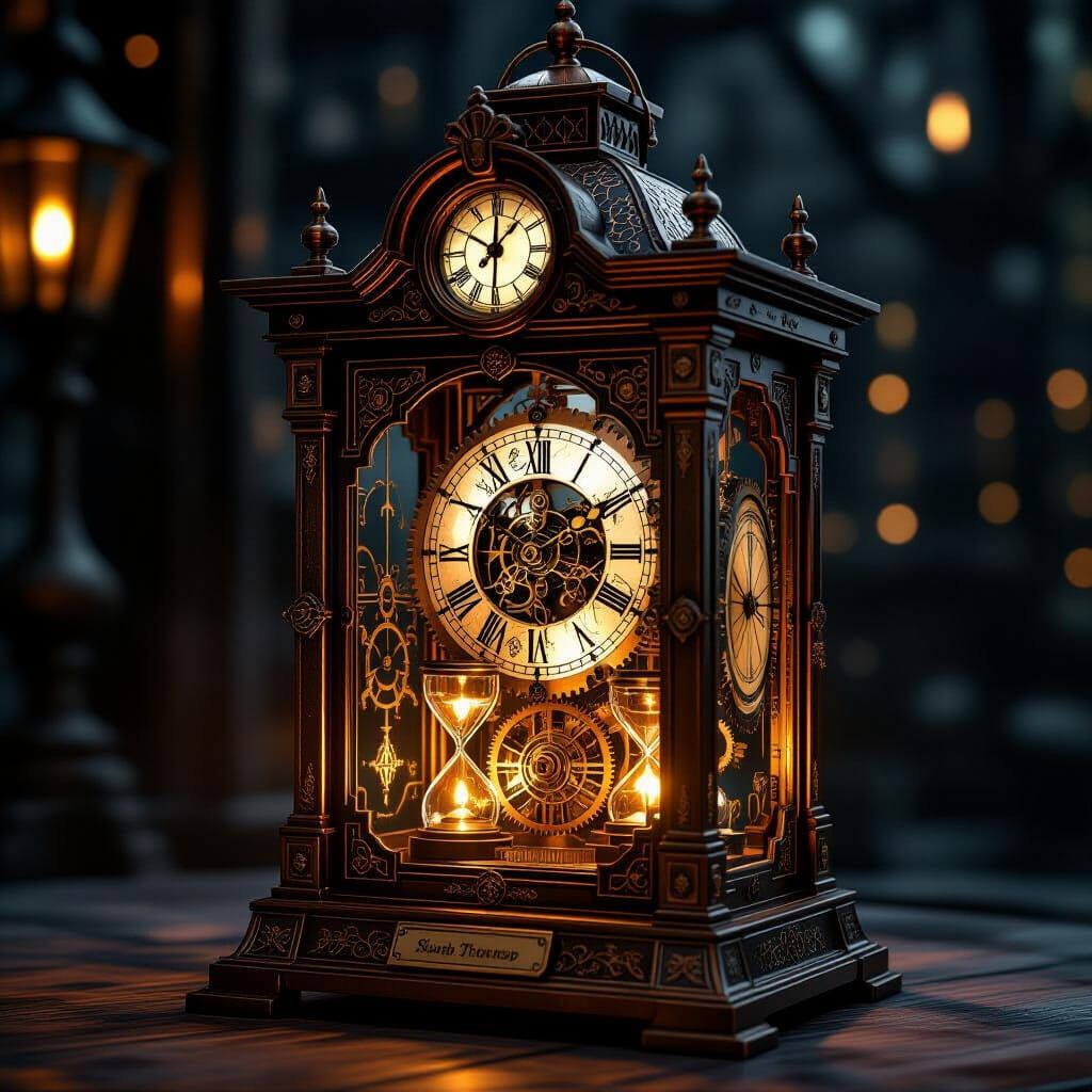 Steampunk Timekeeper Lantern with Clockwork Design