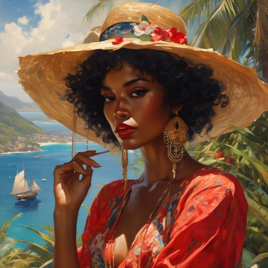 Beautiful Afro-Caribbean Woman Portrait in 1920s Style