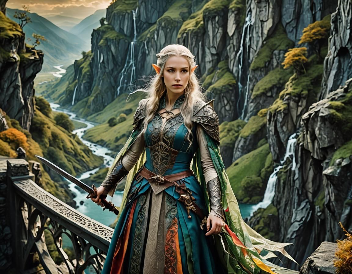 Elvish Woman Portrait in Surreal Paper Art Style