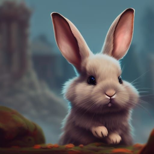 Cute Bunny in Detailed Fantasy Concept Art