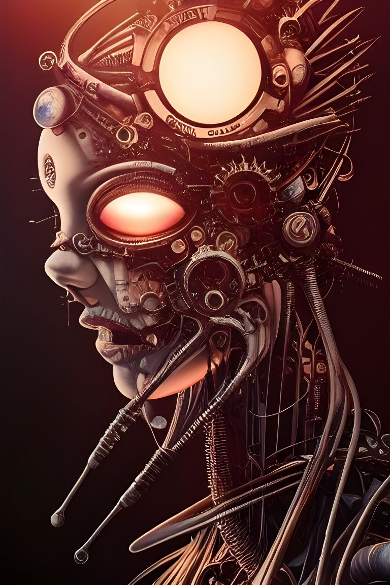 Biomechanical Goddess Oracle in Digital Illustration