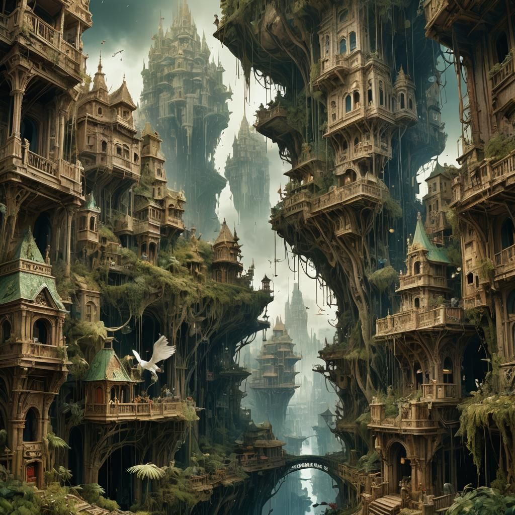 Dramatic Maximalist Digital Painting in Ellen Jewett Style