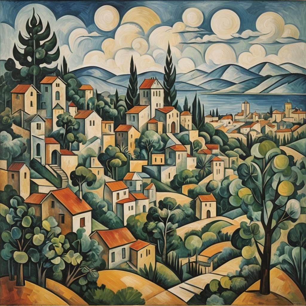 Cubist Landscape in Picasso Style