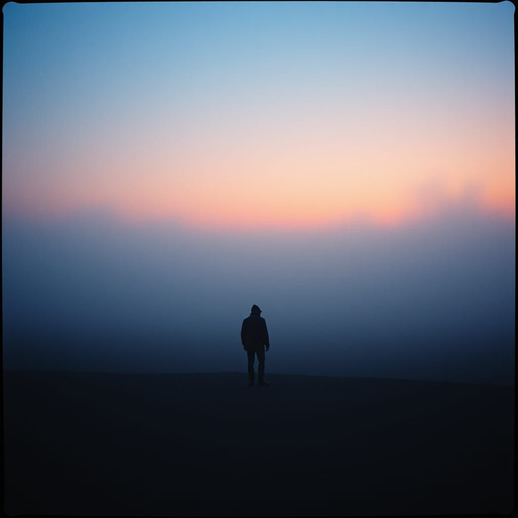 Mystical Landscape with Lone Figure, Cinematic Film Still