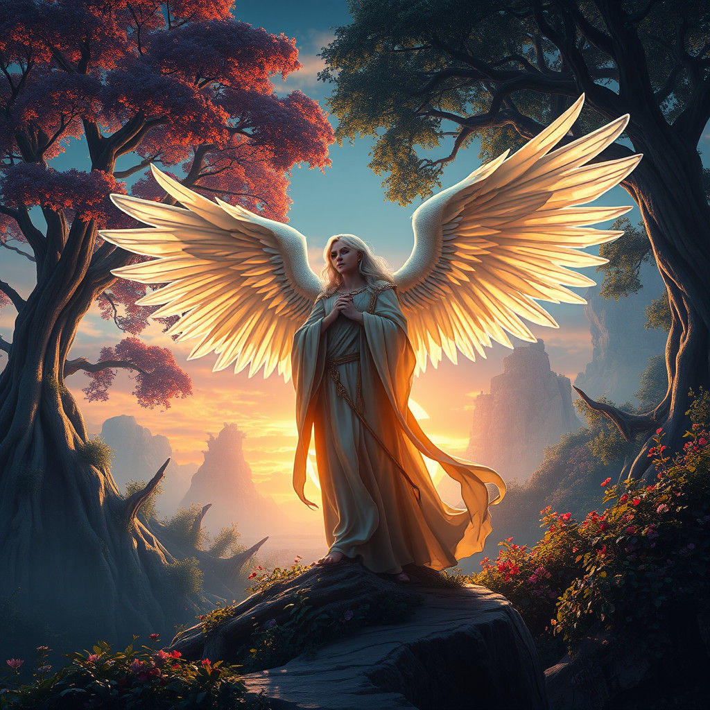 Majestic Angel in Mystical Realm Concept Art
