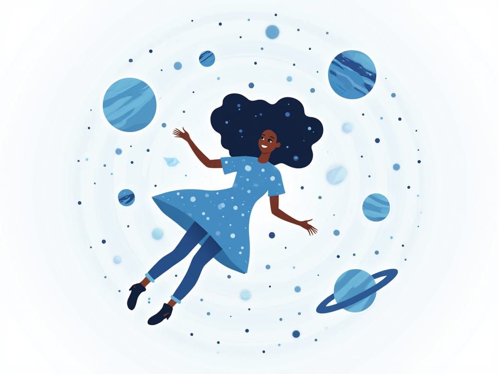 African American Woman in Space: Minimalist Vector Art
