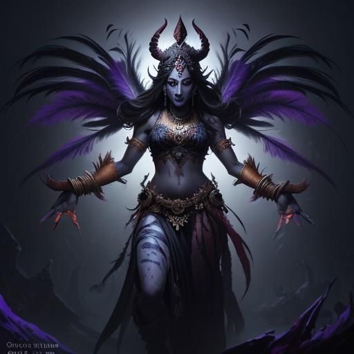 Indian Goddess Kali in Detailed Watercolour Style