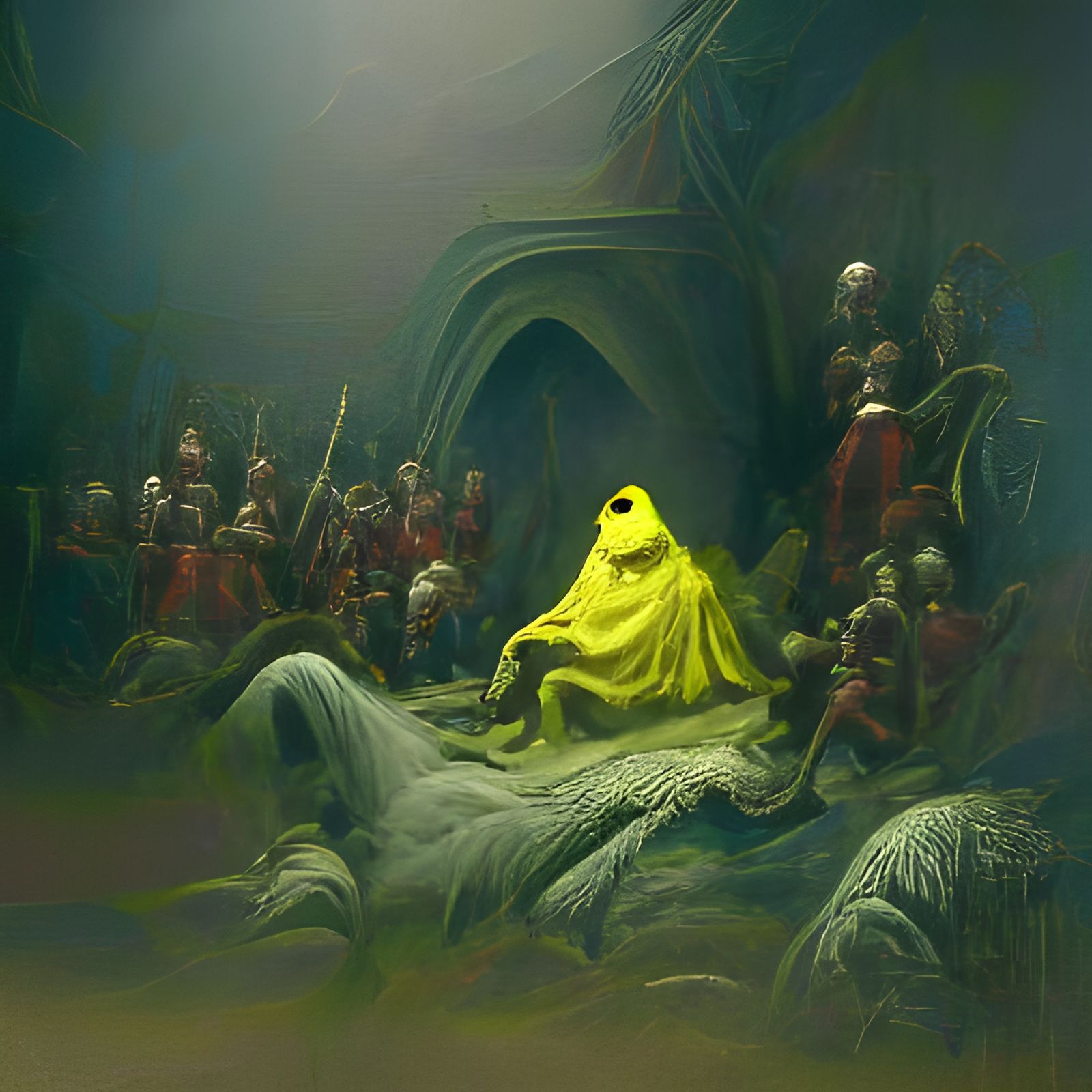 Horrific King in Yellow in Dark Fantasy Style