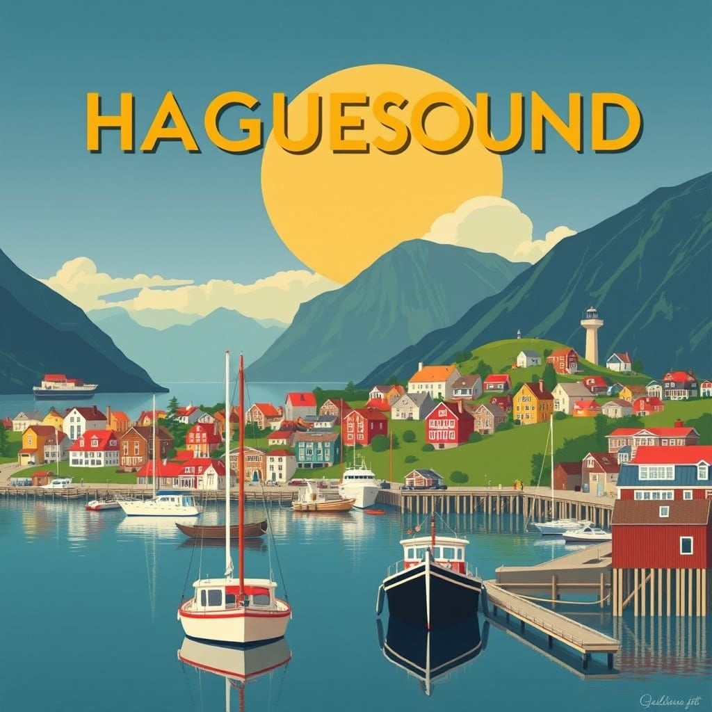 Haguesund, Norway: Vintage Travel Poster
