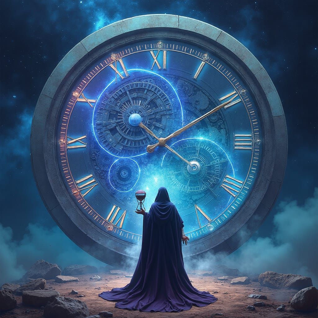 Surrealism Masterpiece: Death and Time in Cosmic Collision