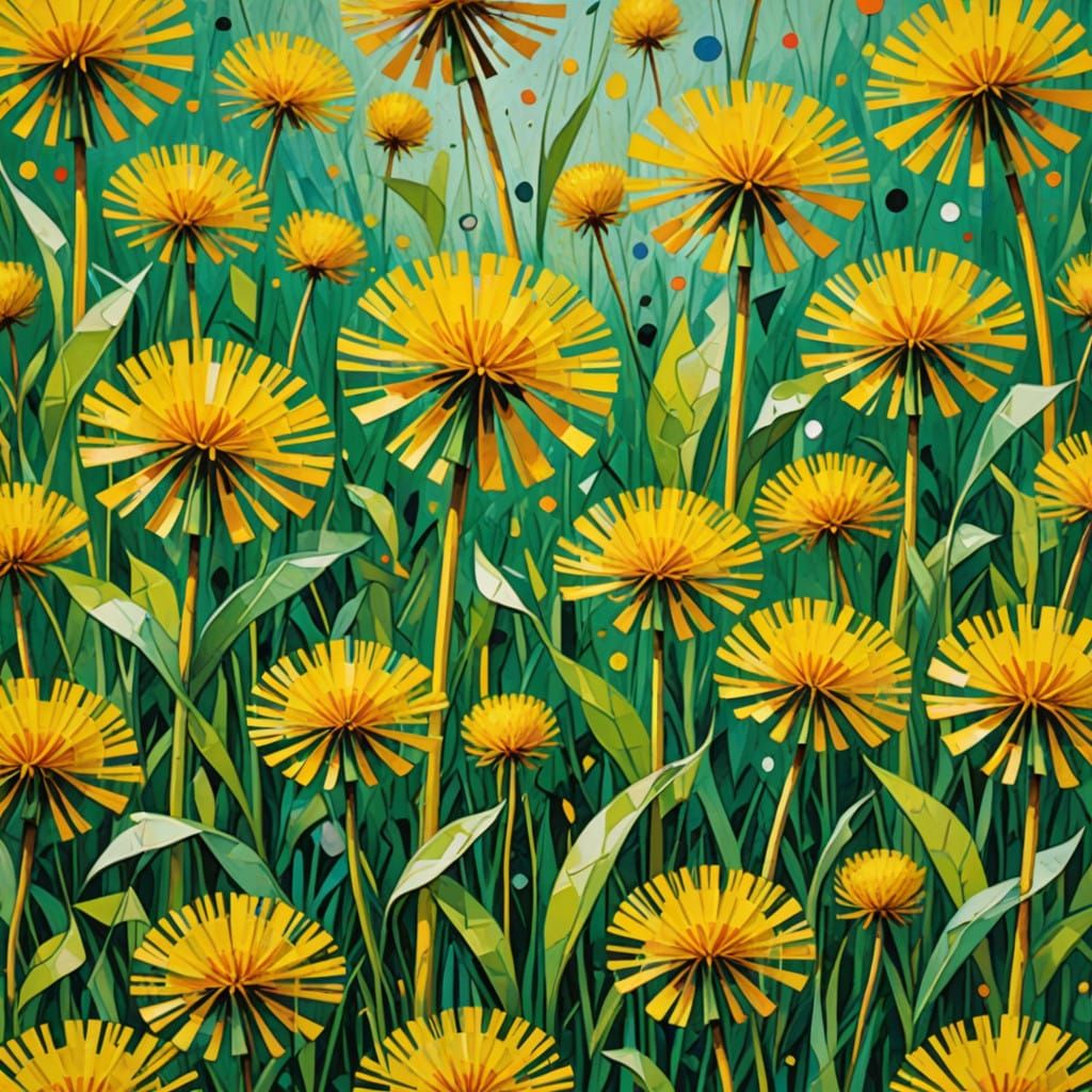 Vibrant Dandelions in Expressive Abstract Art