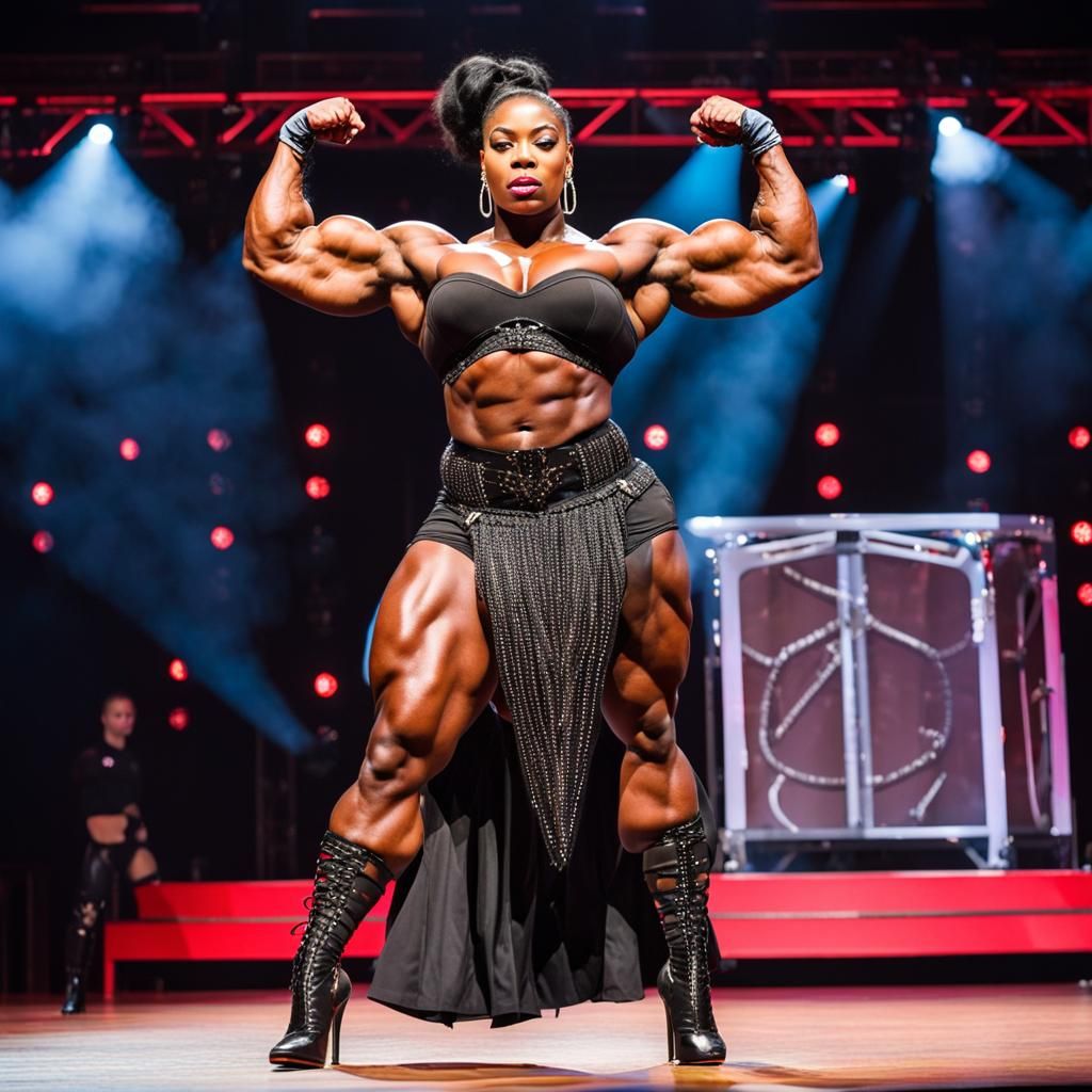 Muscular Burlesque Singer on Stage: Photorealistic Portrait