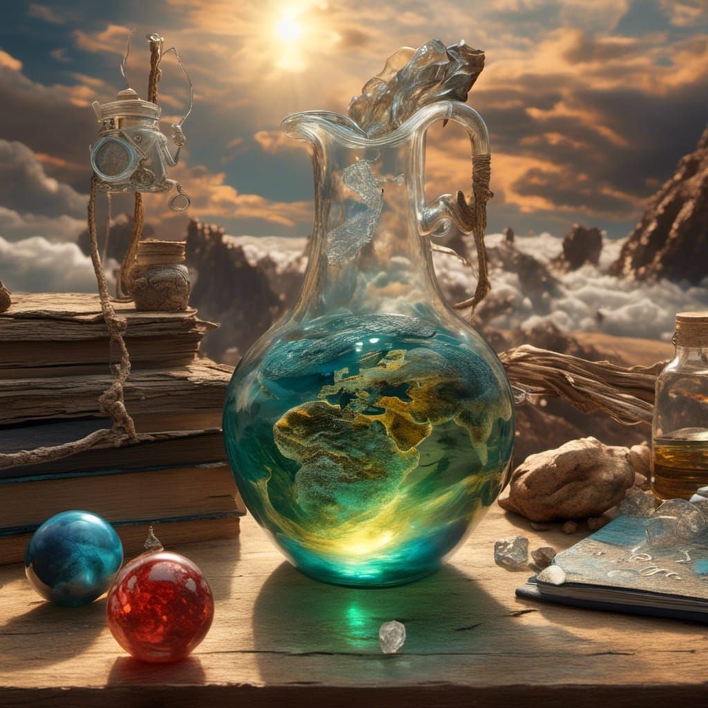 Miniature Solar System in Glass Jug