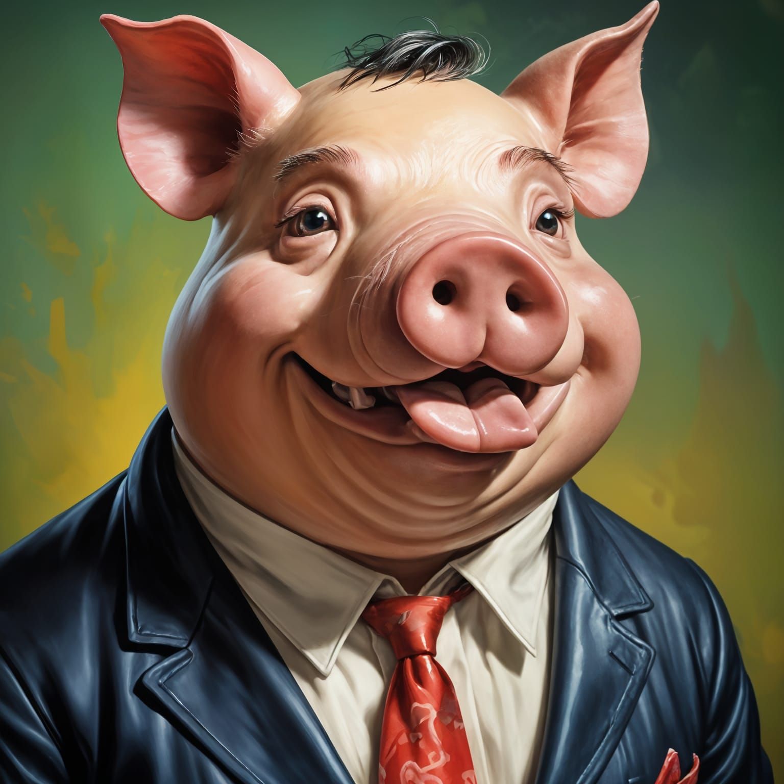 Anthropomorphic Pig Rockabilly Fashion, 1950s Style