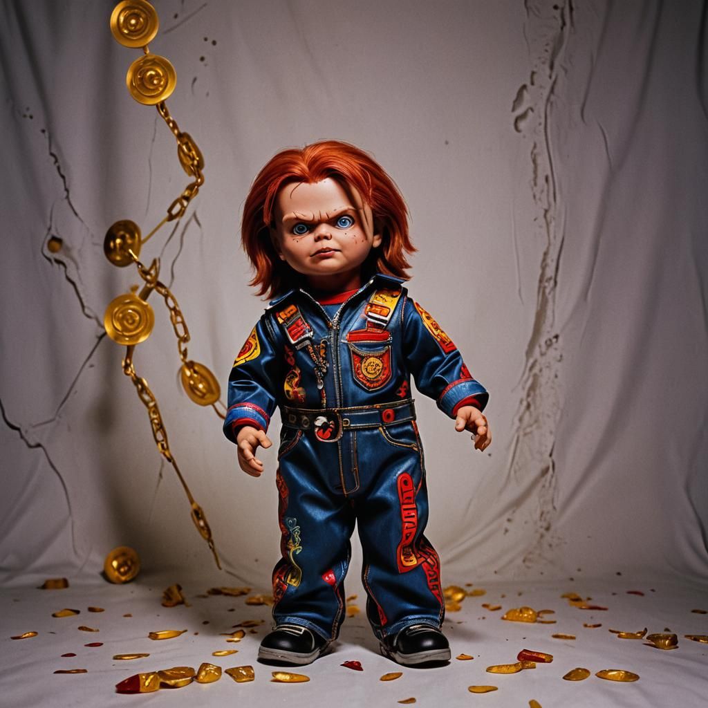 Chucky Doll in Versace: Cinematic Film Still