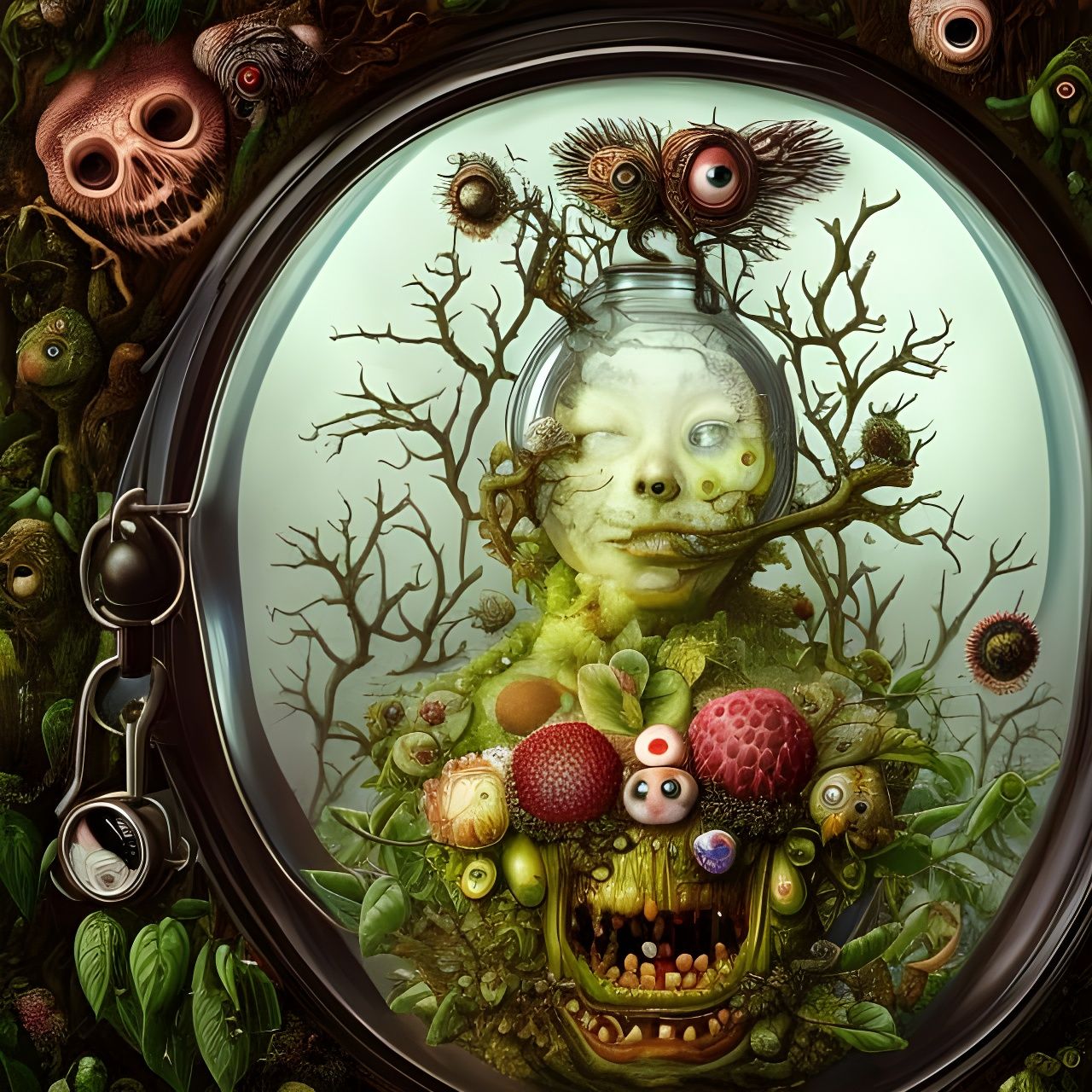 Hyperrealistic Eyeballs in a Terrarium Jar