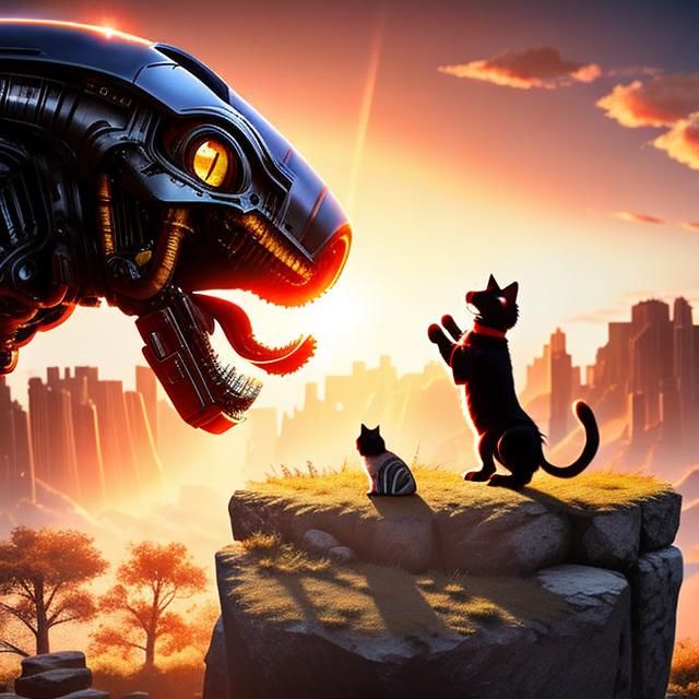 Cat Versus Alien Digital Art