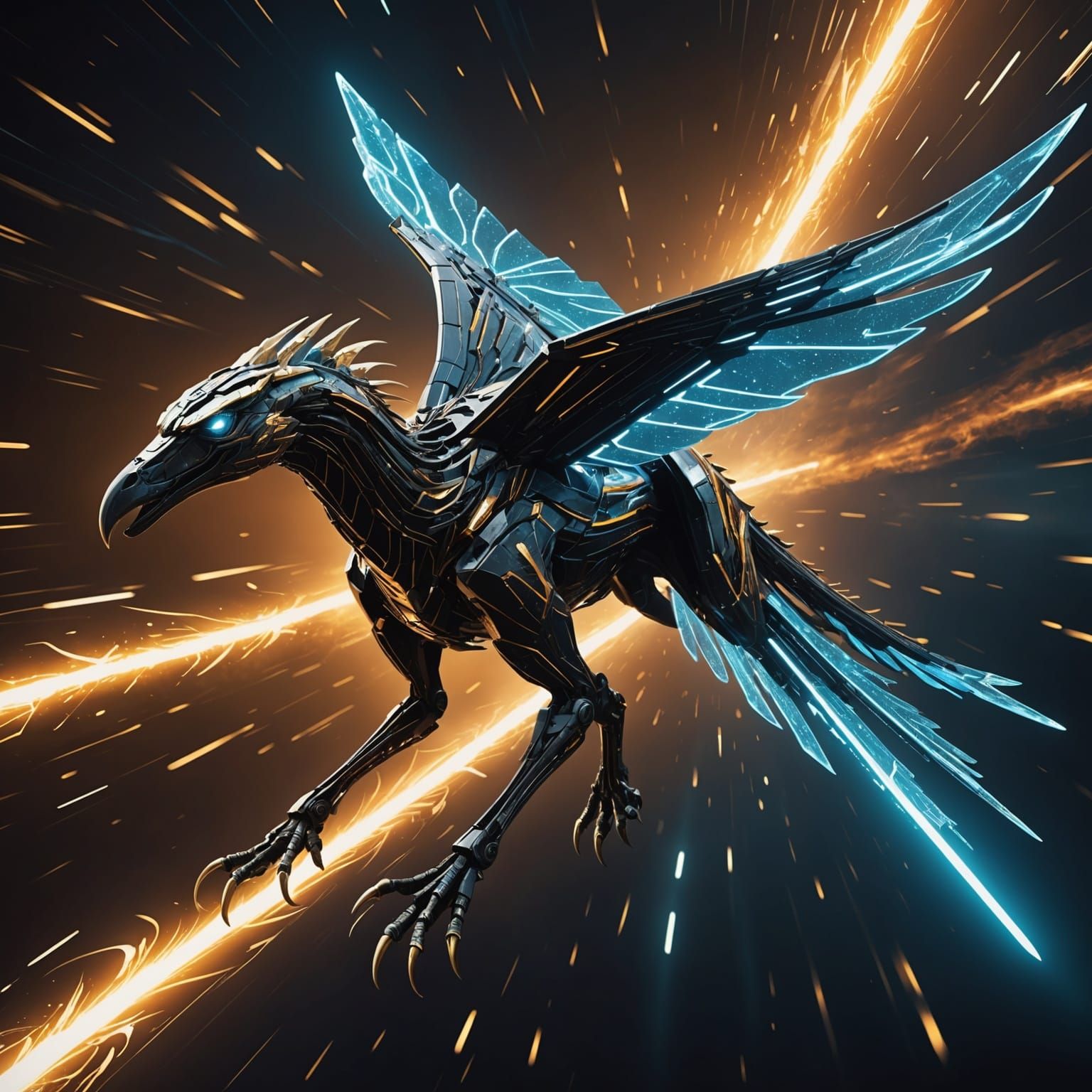 Sleek Spaceship Cruises Through Shimmering Slipstream