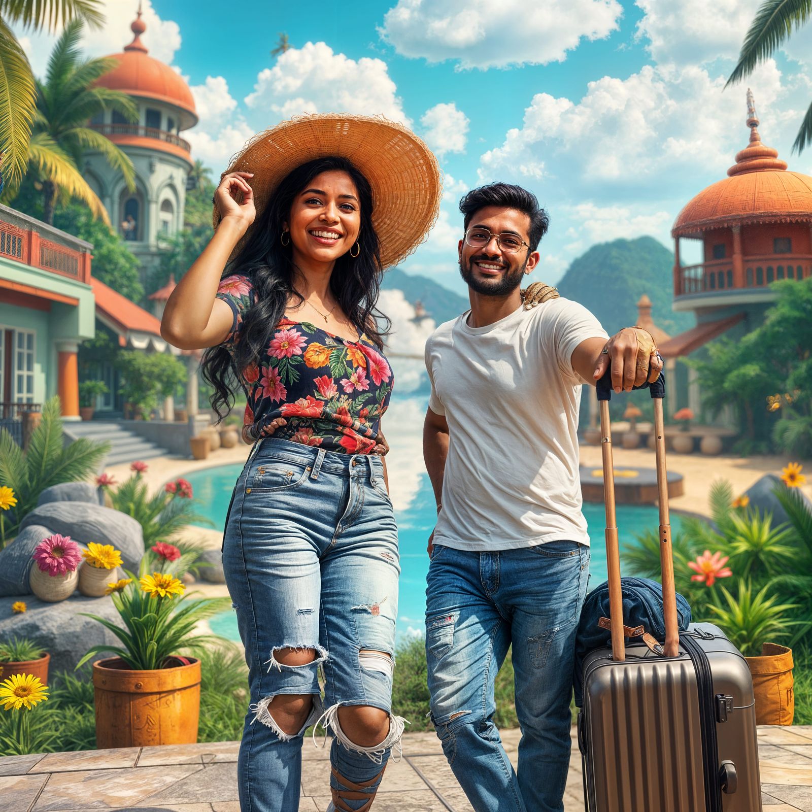 Exotic Beach Getaway: Indian Couple's Serene Vacation Moment