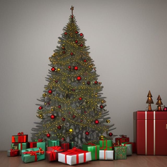 Vintage Aluminum Christmas Tree: Detailed Matte Painting