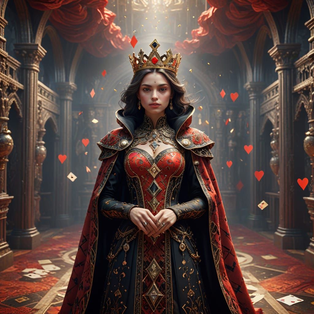 Royal Court Made of Playing Cards in Surrealist Digital Art