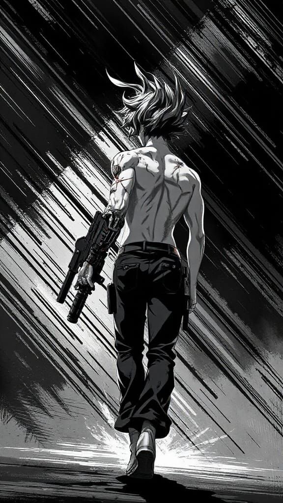Cyberpunk Gunslinger in Intense Noir Style
