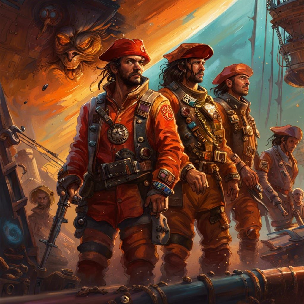 Detailed Space Pirates Digital Illustration