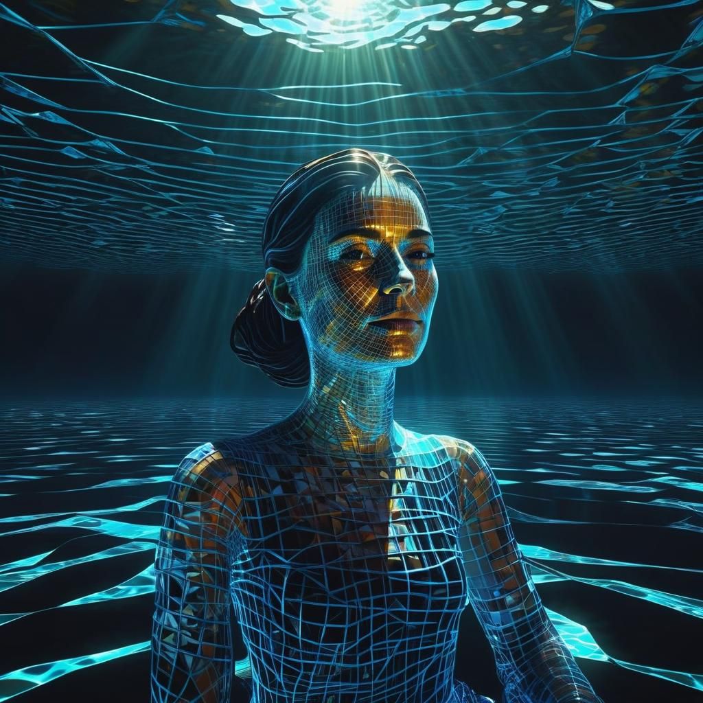 Elegant Fractal Portrait in Low Poly PS1 Style