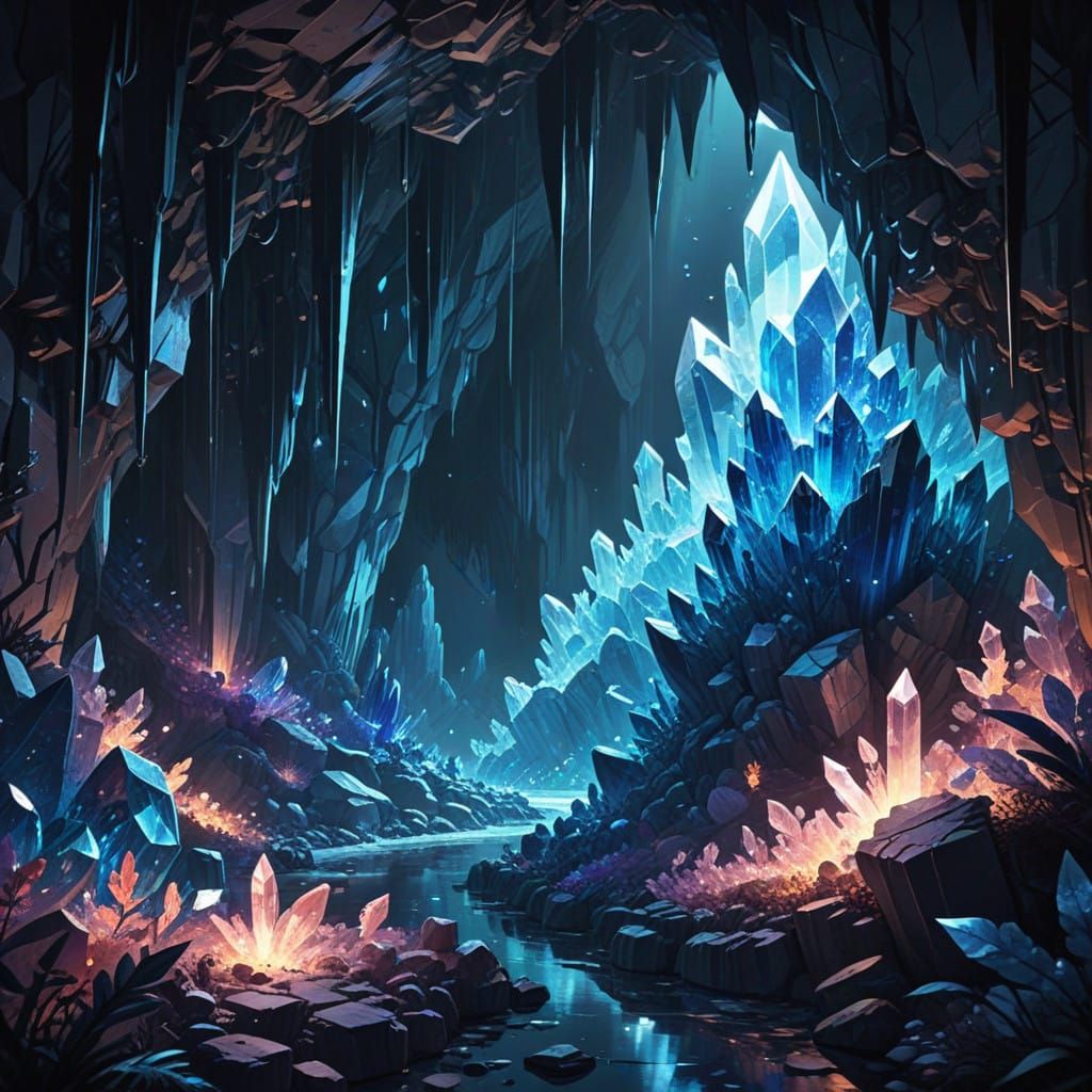 Crystal Cave Masterpiece in Anime Style