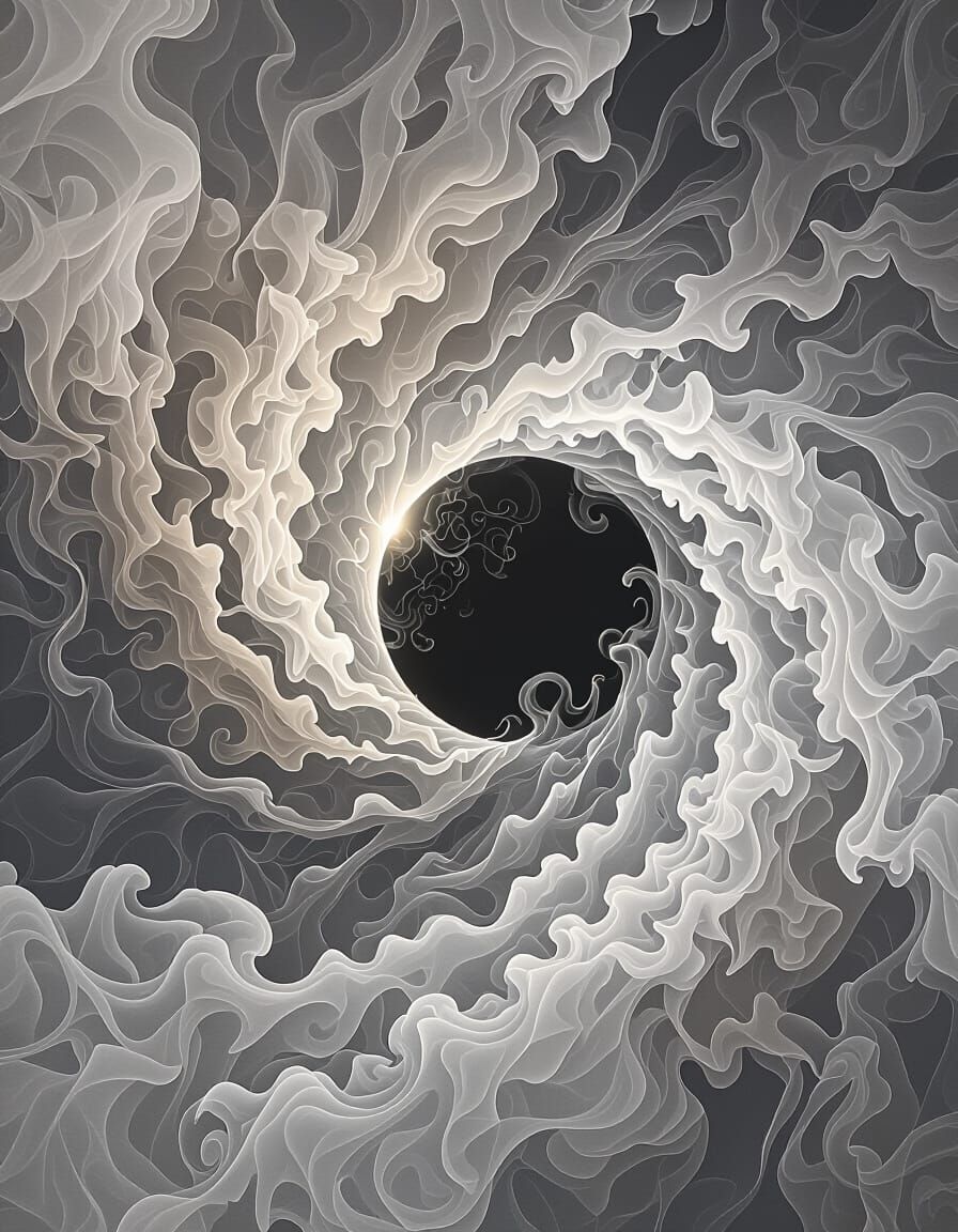 Black Sun Eclipse Amidst Swirling Smoke