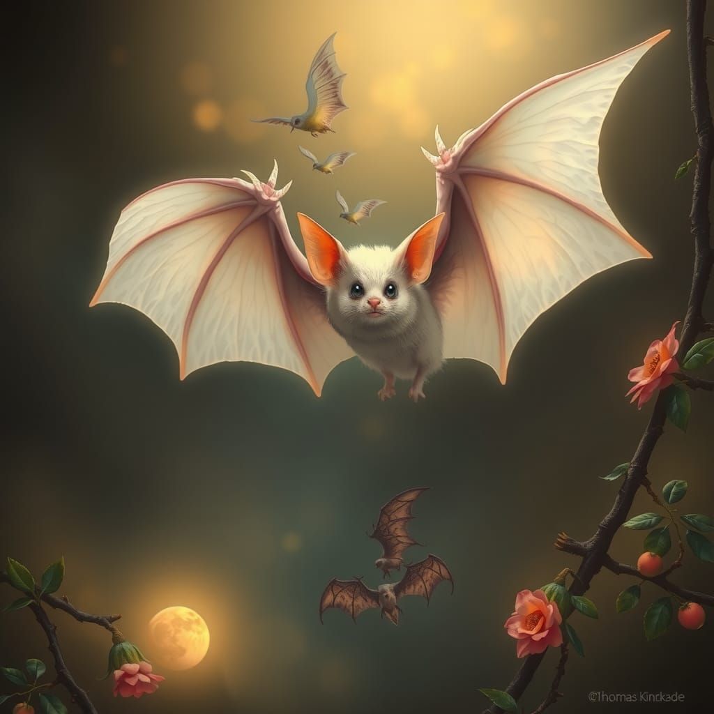 White Fruit Bat in Ethereal Flight