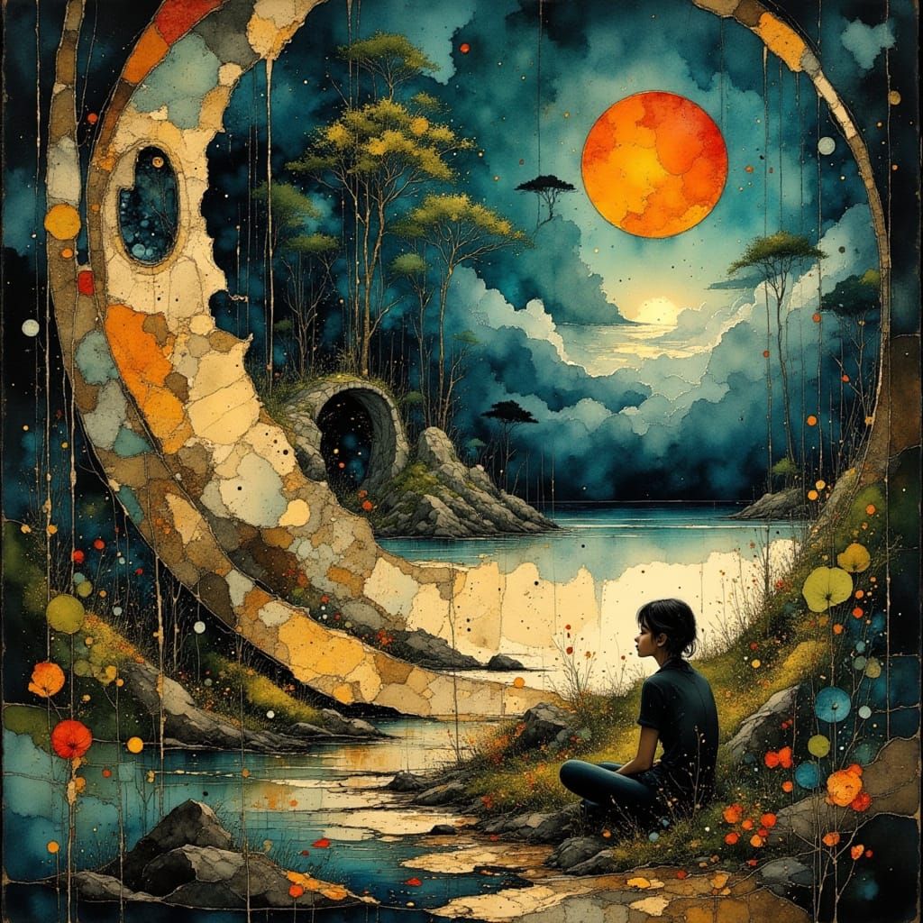 AI Dreamscape: Machine Welcome, Vivid Ink and Oil Art