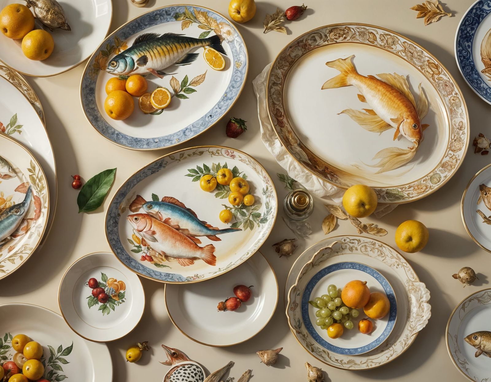 Renaissance Still Life with Fish and Fruit