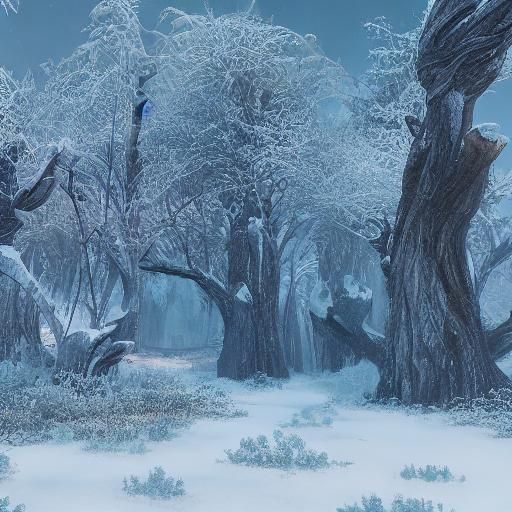 Iced Trees in Winter: Detailed Matte Painting