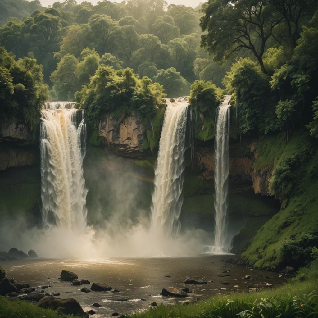 Waterfall From The Sky in Cinematic Style