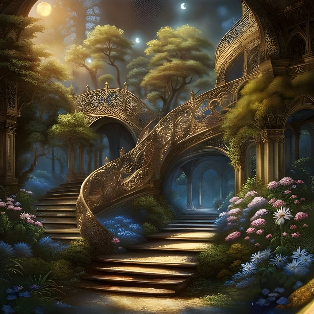 Enchanted Garden with Bonsai Stairway Arches