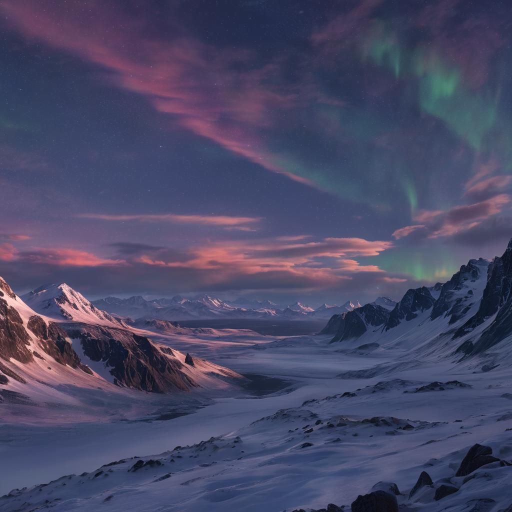 Panoramic Northern Lights Digital Matte Painting