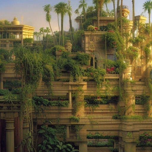 Hanging Gardens of Babylon: Oil Painting
