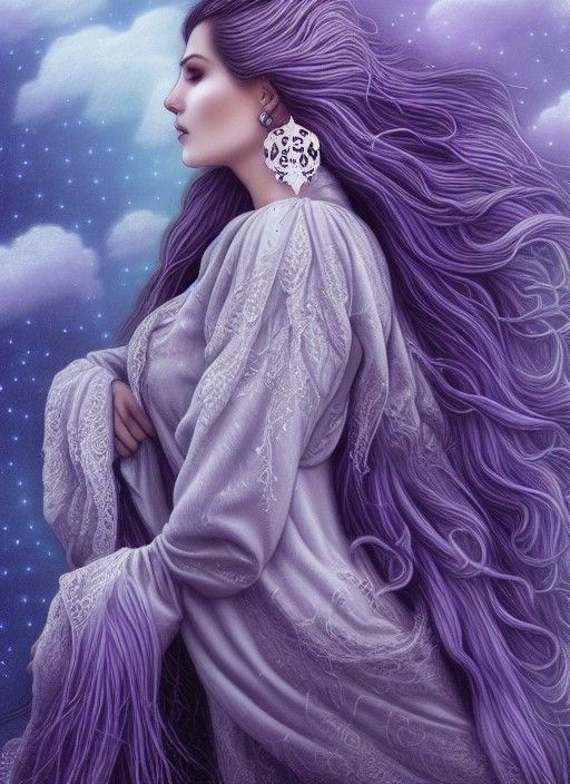 Ethereal Woman on Horseback in Starry Night