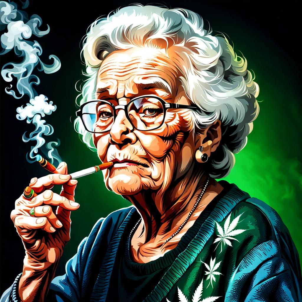 Cool Grandma Smoking Weed