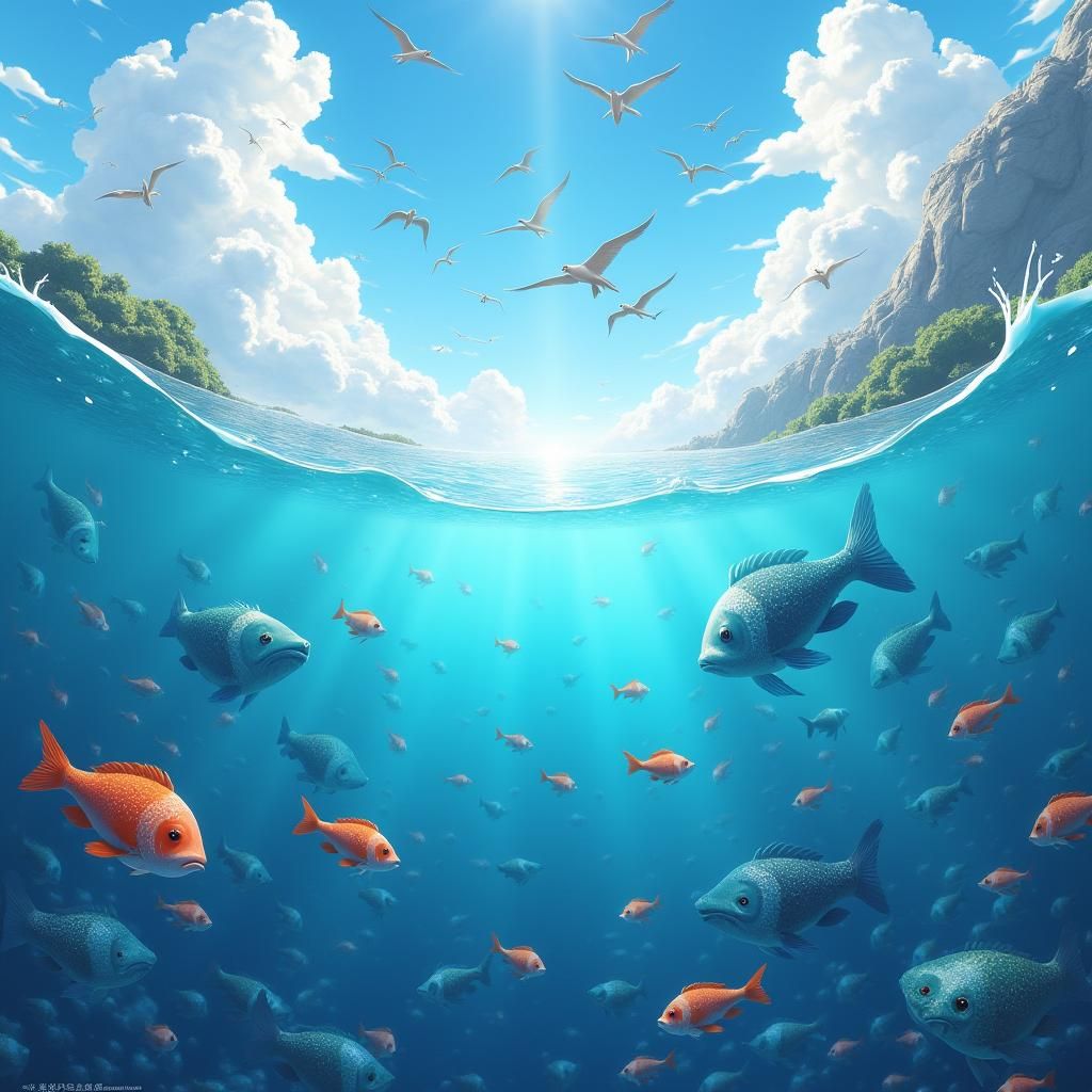 Harmonious Aquatic Life in 3D Anime Art