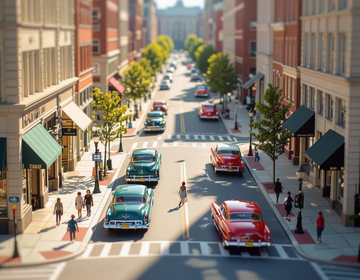 1950s Washington DC Street Scene in Tilt-Shift Style